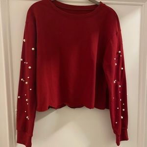 NEW RED PEARL SWEATER SIZE SMALL